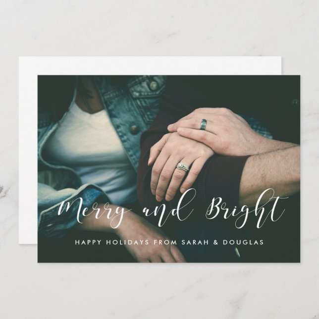 Merry and Bright Elegant holiday photo card (Front/Back)