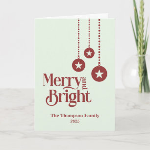 "Merry and Bright" Elegant Pale Green Christmas Card