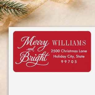 Merry and Bright Elegant Red Holiday Address Label
