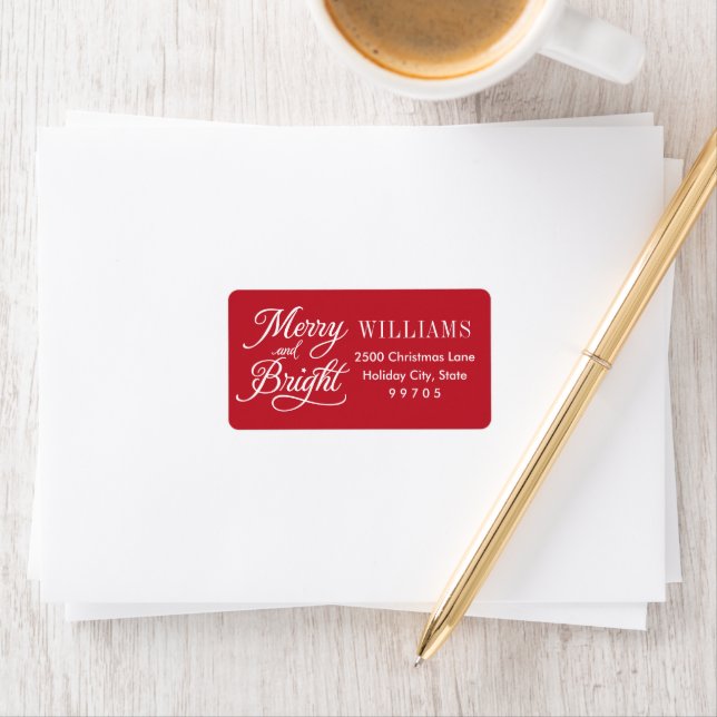 Merry and Bright Elegant Red Return Address Label (Insitu)
