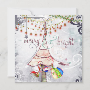 Merry and Bright Fairy Christmas Tree Holiday Card