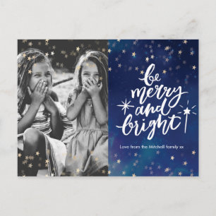 Merry and bright family Christmas card postcard
