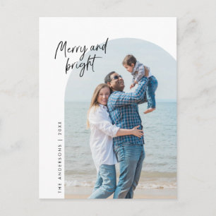 Merry and Bright, Family Photo, Arch, Greeting Postcard