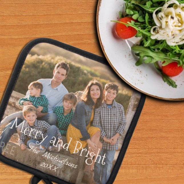Merry and Bright Family Photo Pot Holder (Creator Uploaded)