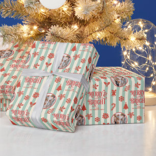 Merry and Bright Family Photo Wrapping Paper