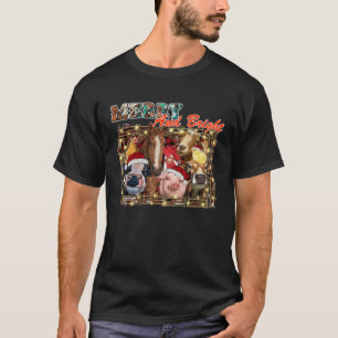 Merry And Bright Farm Animals Cow Heifer Chicken G T-Shirt