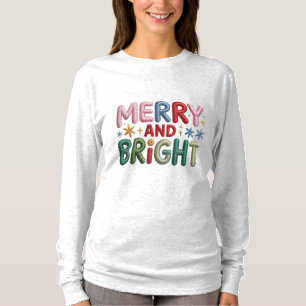 Merry and Bright Faux Embroidery Women’s  T-Shirt