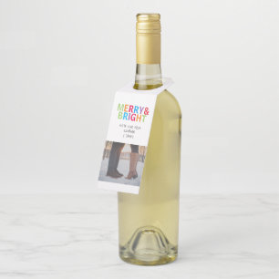 Merry And Bright Festive Christmas Personalised Bottle Tag