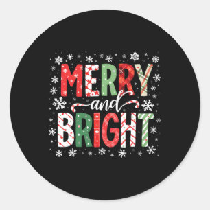 Merry And Bright Festive Christmas Vibes Holiday X Classic Round Sticker