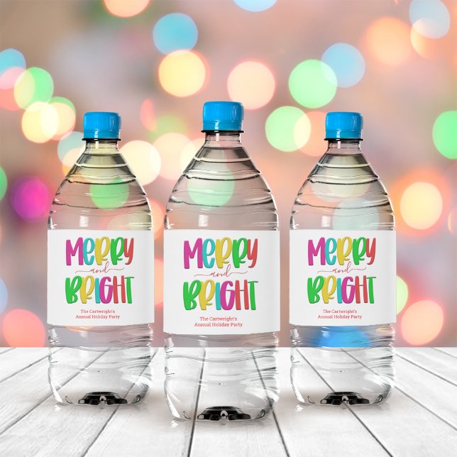 Merry and Bright Festive Christmas Water Labels (Merry and Bright Festive Christmas Water Labels)