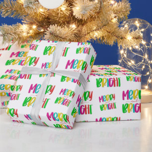 Merry and Bright Festive Christmas Wrapping Paper