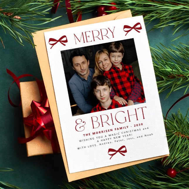 Merry and Bright festive family photo Christmas Holiday Card (Creator Uploaded)
