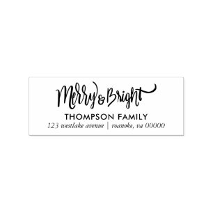 "Merry and Bright" Festive Hand Lettered Holiday Rubber Stamp