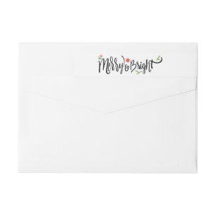"Merry and Bright" Festive Hand Lettered Holiday Wrap Around Label