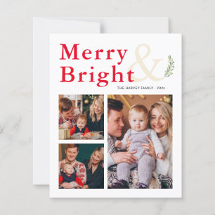 Merry And Bright Four Photo Holiday Card