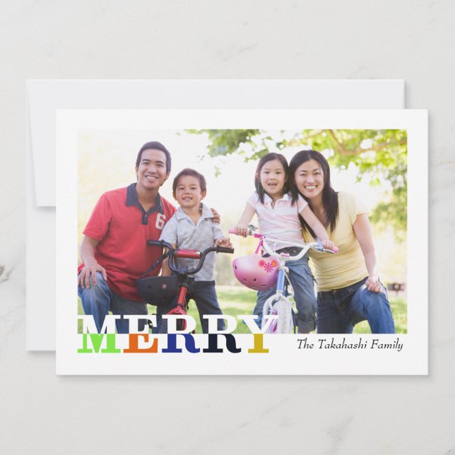 Merry and Bright Front and Back Holiday Card (Front)