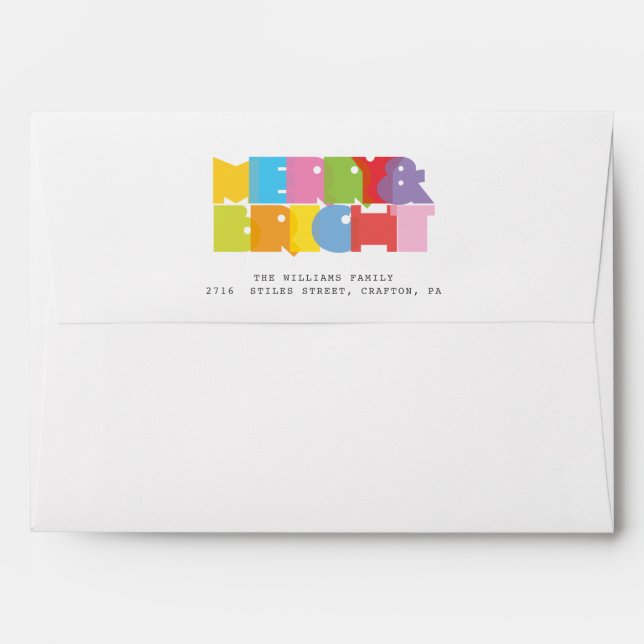 Merry And Bright Fun Colourful Return Address Envelope (Back (Top Flap))
