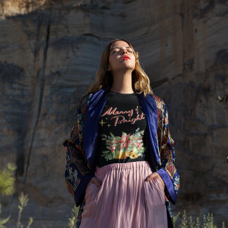 Merry and Bright Funny Christmas Watercolor Womens T-Shirt