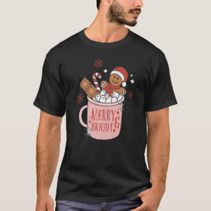 Merry and Bright Gingerbread Hat Santa Hot Cocoa C T-Shirt