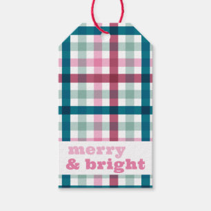 Merry and Bright Gingham Christmas Gift Tag