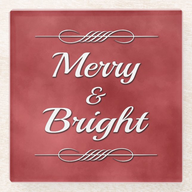 Merry and Bright Glass Coaster (Front)