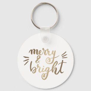 Merry and bright - gold key ring