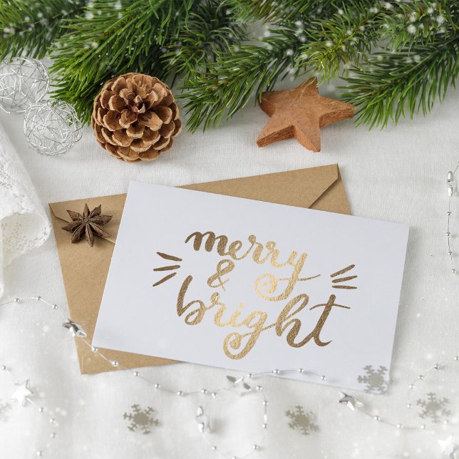 Merry and bright - gold postcard (Creator Uploaded)