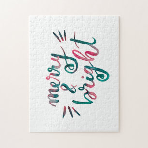 Merry and bright - green and pink jigsaw puzzle