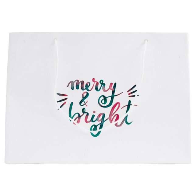 Merry and bright - green and pink large gift bag (Front)