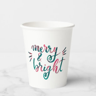 Merry and bright - green and pink paper cups