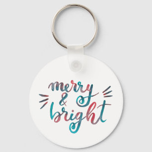 Merry and bright - green and red key ring