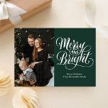 Merry and Bright Green Calligraphy Modern Photo Holiday Card<br><div class="desc">Merry and Bright Green Calligraphy Modern Photo Holiday Card. Send customisable and personalised holiday greetings to friends,  colleagues and family in simple,  chic,  elegant and modern photo design festive,  natural minimalist style cards! Below the calligraphy features your custom greeting message in modern typography.</div>