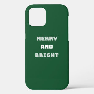 Merry and Bright, Green Christmas Art, Holiday iPhone 12 Case