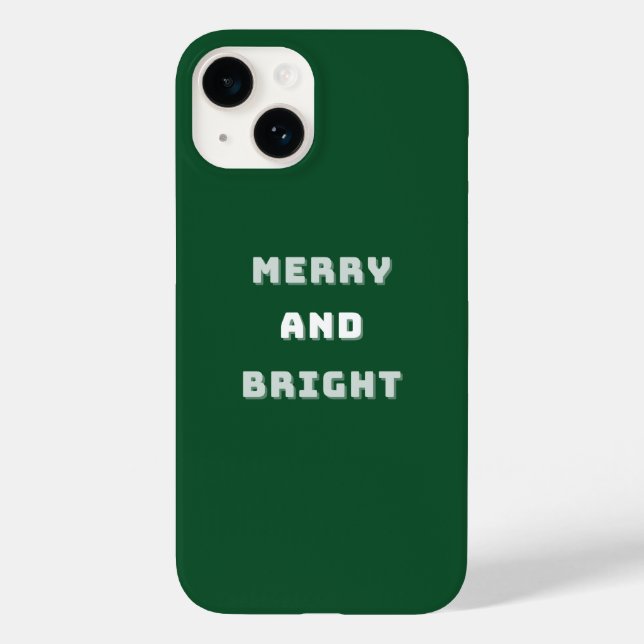 Merry and Bright, Green Christmas Art, Holiday Case-Mate iPhone Case (Back)