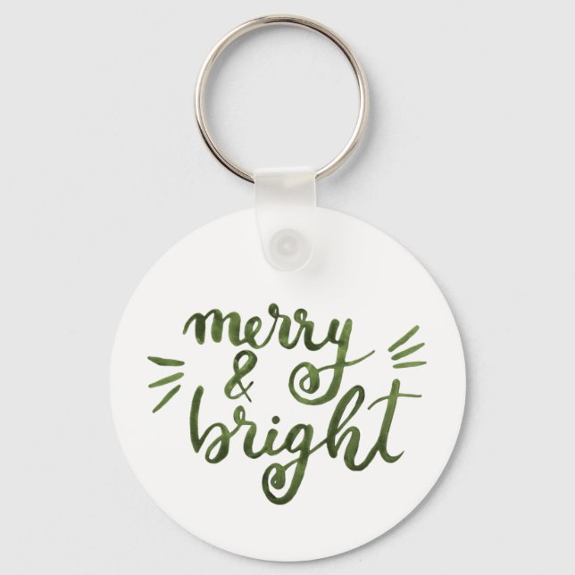 Merry and bright - green key ring (Front)