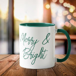 Merry and Bright Green Script Christmas Mug<br><div class="desc">Merry and Bright Green Script Christmas Mug</div>