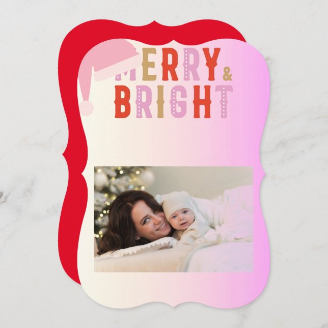 merry and bright greeting card Christmas (Front/Back)