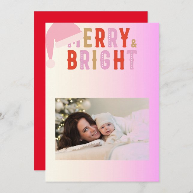 merry and bright greeting card Christmas (Front/Back)