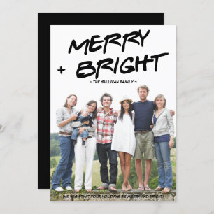 Merry and Bright Hand Brushed Typography Photo Holiday Card