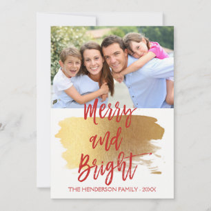Merry and Bright Hand Lettered Script Photo Card