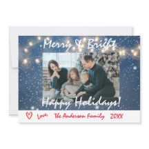 Merry and Bright Happy Holidays Family Photo Card