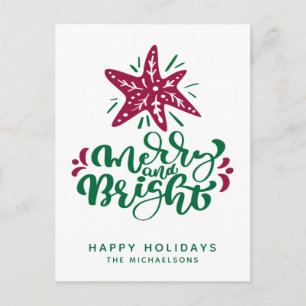 Merry and Bright Happy Holidays Postcard