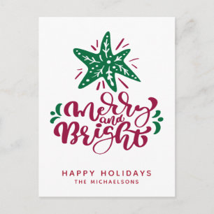 Merry and Bright Happy Holidays Postcard