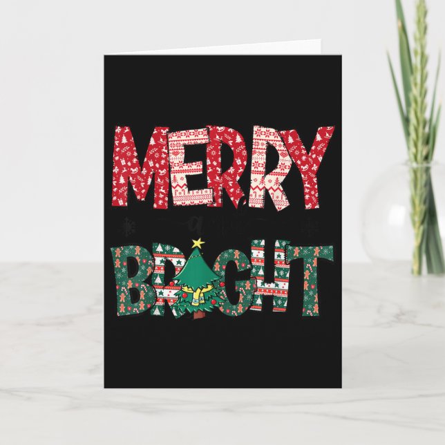 Merry And Bright Holiday Christmas Family  Card (Front)