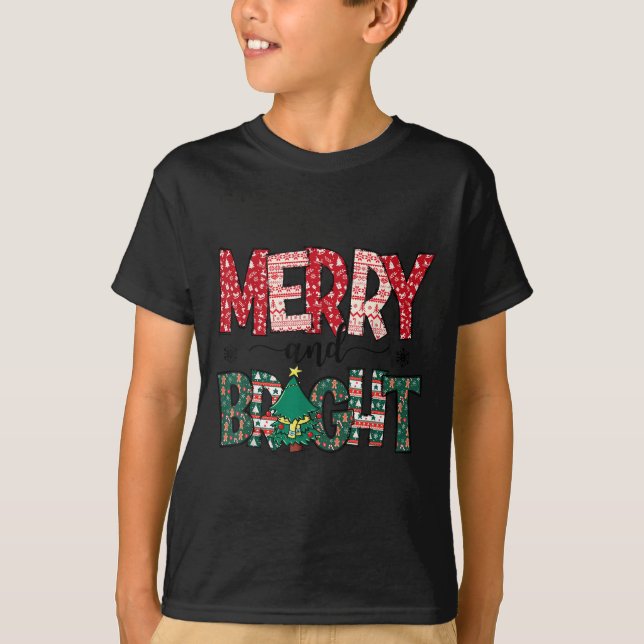 Merry And Bright Holiday Christmas Family  T-Shirt (Front)