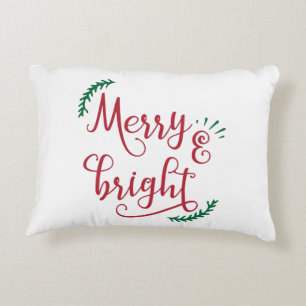 merry and bright Holiday Decorative Cushion