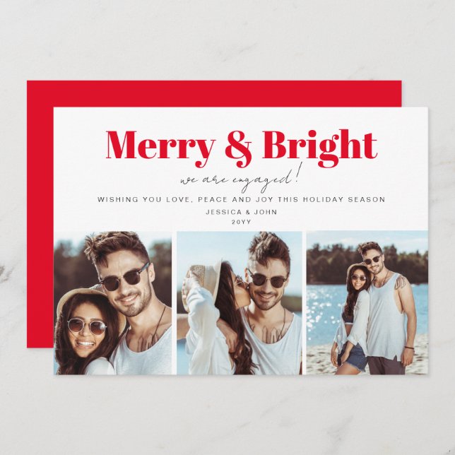 Merry and Bright Holiday Engagement Announcement  (Front/Back)