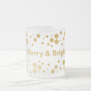 Merry and Bright Holiday Frosted Glass Coffee Mug