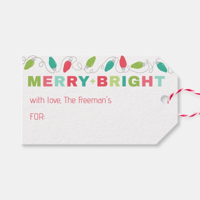 Merry and Bright Holiday Gift Tag (Front (Horizontal))