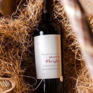Merry and Bright Holiday Gift Tag Wine Label